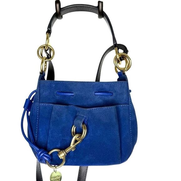 See by Chloé Mini Blue Suede Leather Crossbody Bag - Picture 4 of 16